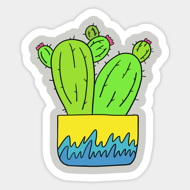 Cute Cactus Design #2: Grown Apart Flower Cacti Sticker by DreamCactus